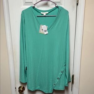 Juniper and Lime Long Sleeve Green Top Tunic XL NWT